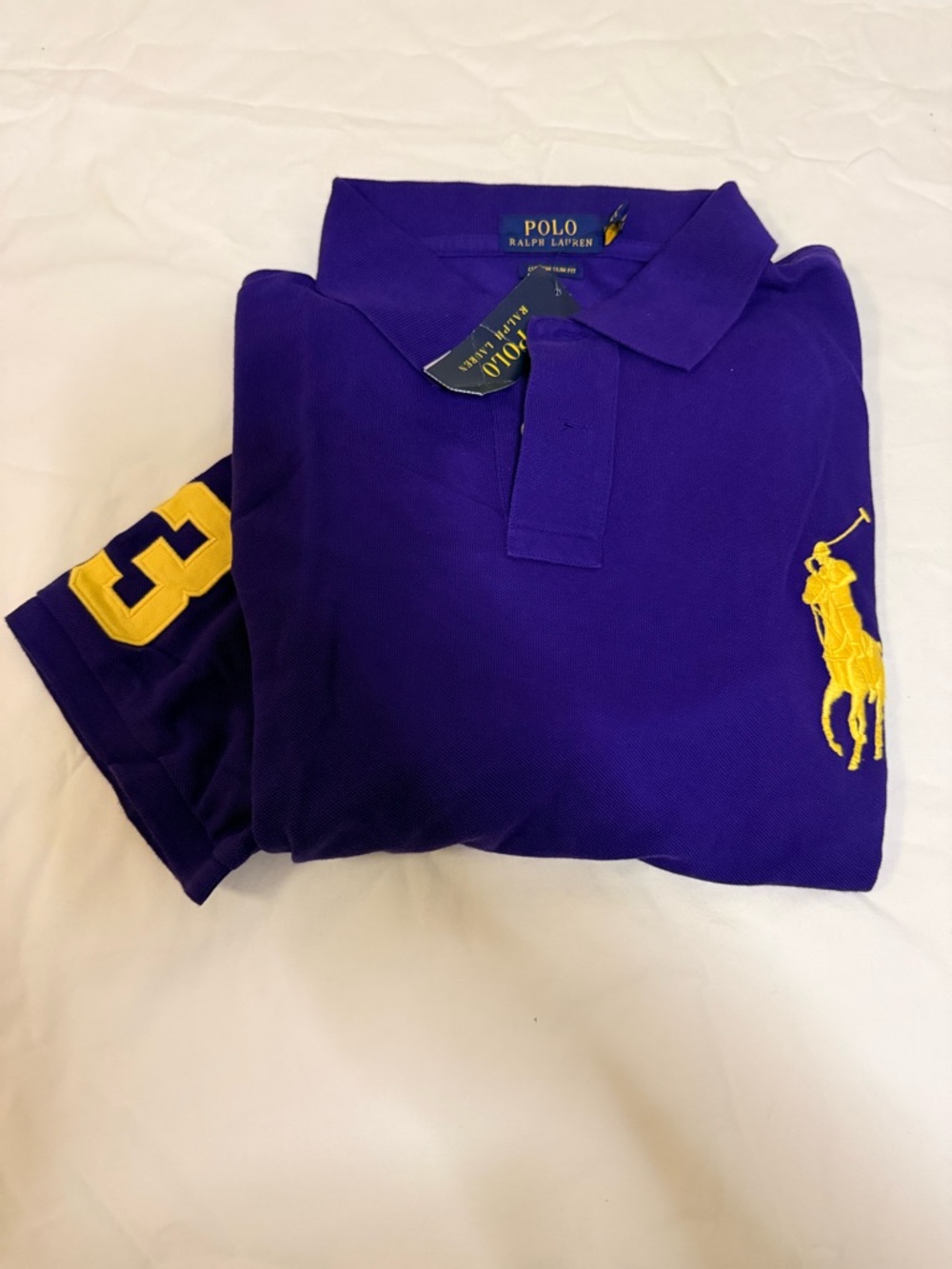 Ralph Lauren Purple Polo Shirt with Yellow Logo